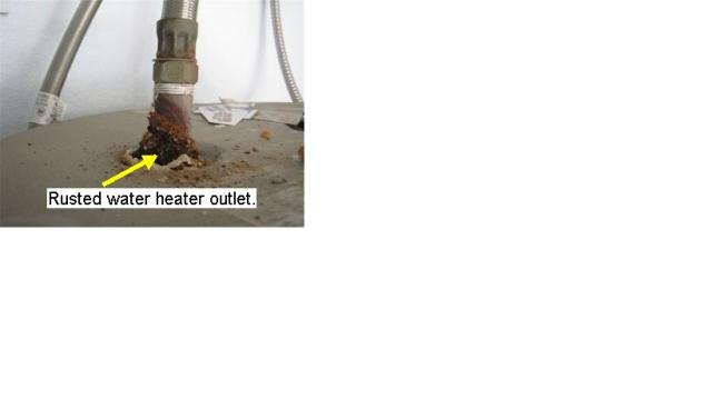 Rusted water heater outlet